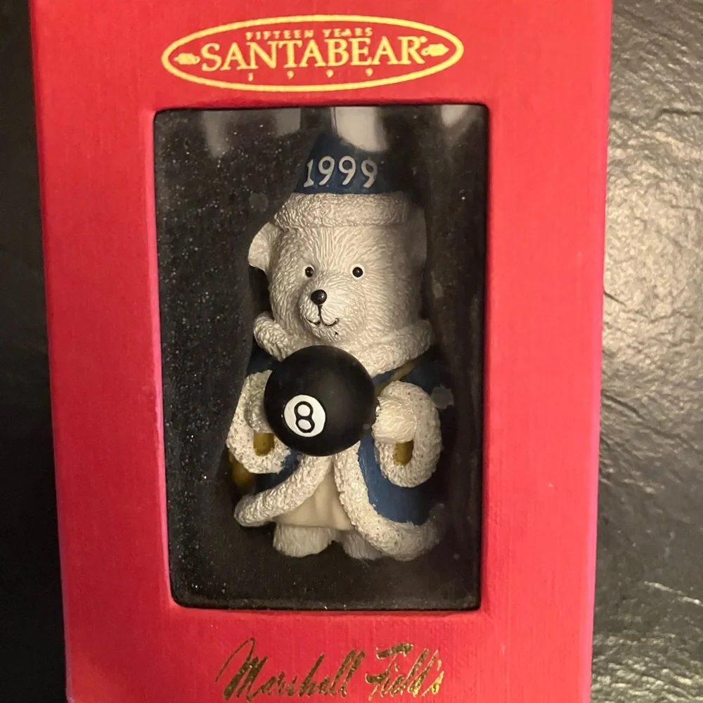 1999 Daytons Hudson Santa Bear Ornament Wizard 8 Ball Boxed Eight Ball.